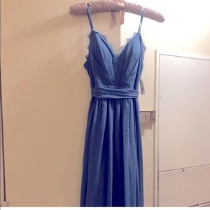 NWT David’s bridal bridesmaid maxi dress with slit.